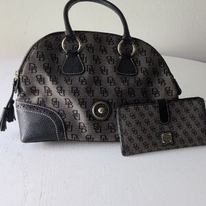 Dooney & Bourke Black and Gray Satchel with Wallet
